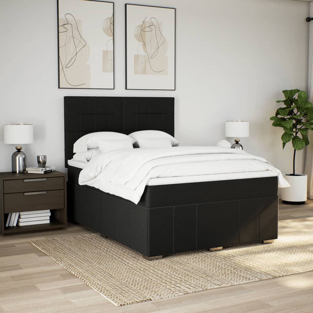 Giroletto a Molle con Materasso Nero 160x200 cm in Tessuto | homemem39