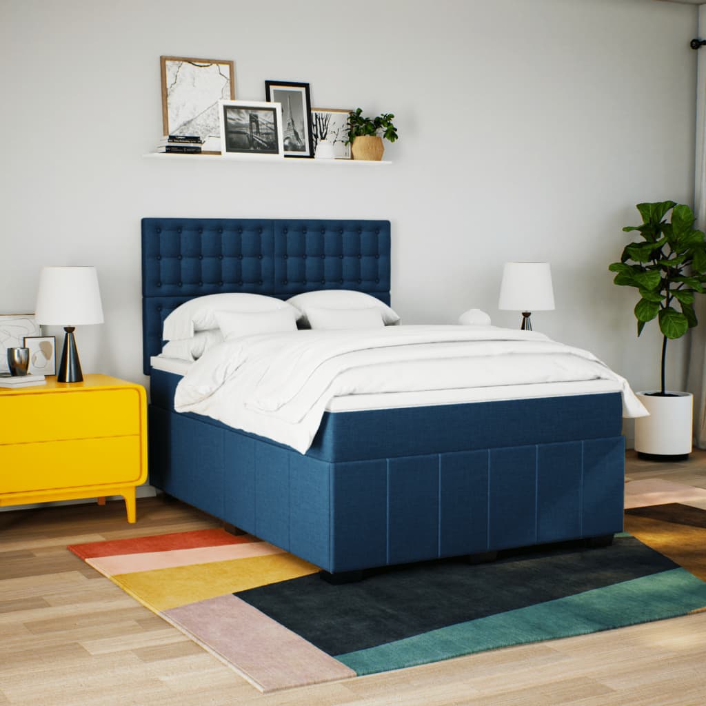 Giroletto a Molle con Materasso Blu 160x200 cm in Tessuto | homemem39