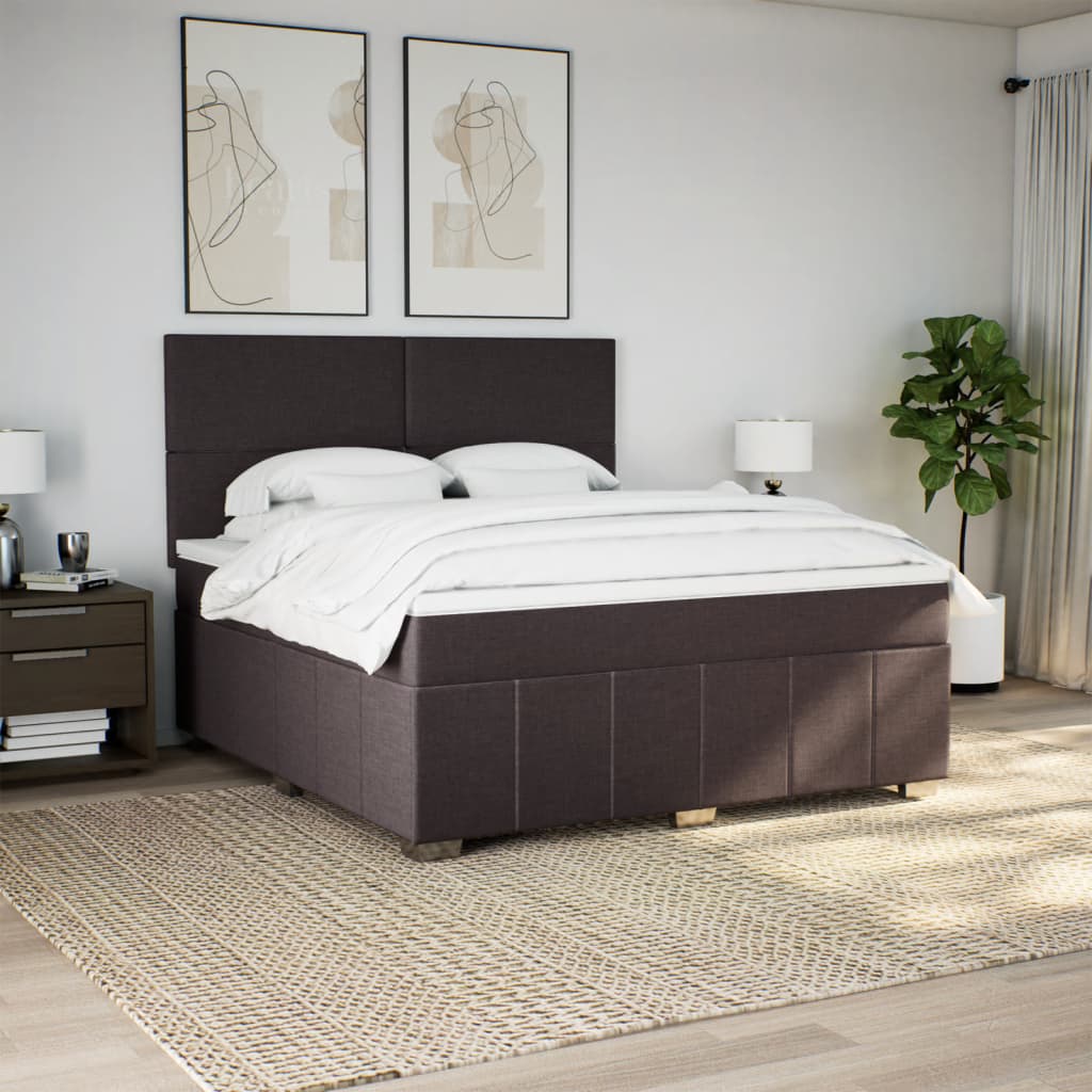 Giroletto a Molle con Materasso Marrone Scuro 180x200cm Tessuto | homemem39