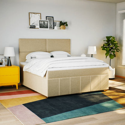 Giroletto a Molle con Materasso Crema 180x200 cm in Tessuto - homemem39