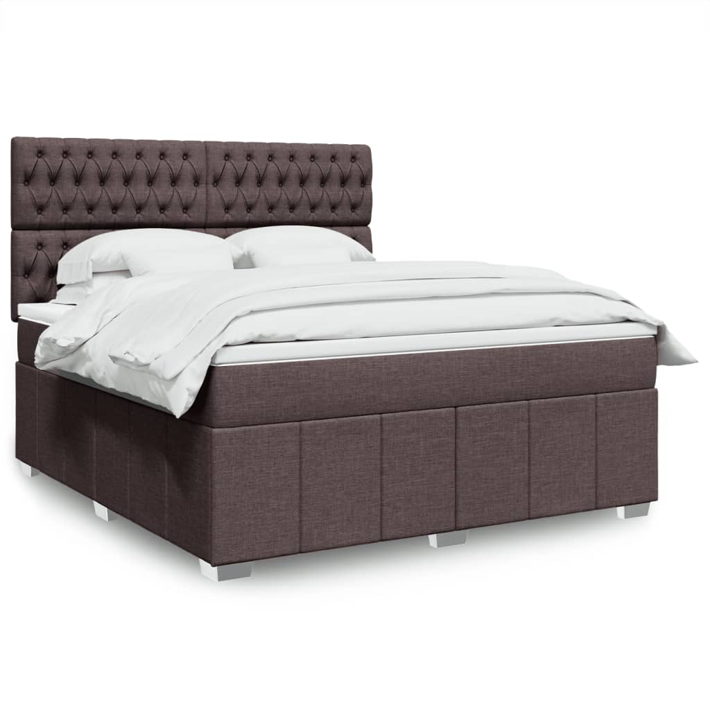 Giroletto a Molle con Materasso Marrone Scuro 180x200cm Tessuto | homemem39