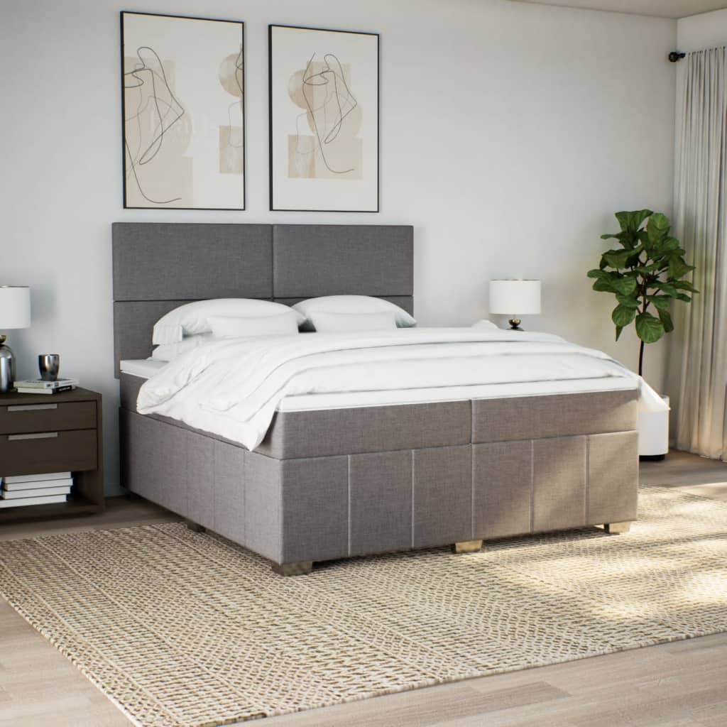 Giroletto a Molle con Materasso Tortora 200x200 cm in Tessuto | homemem39