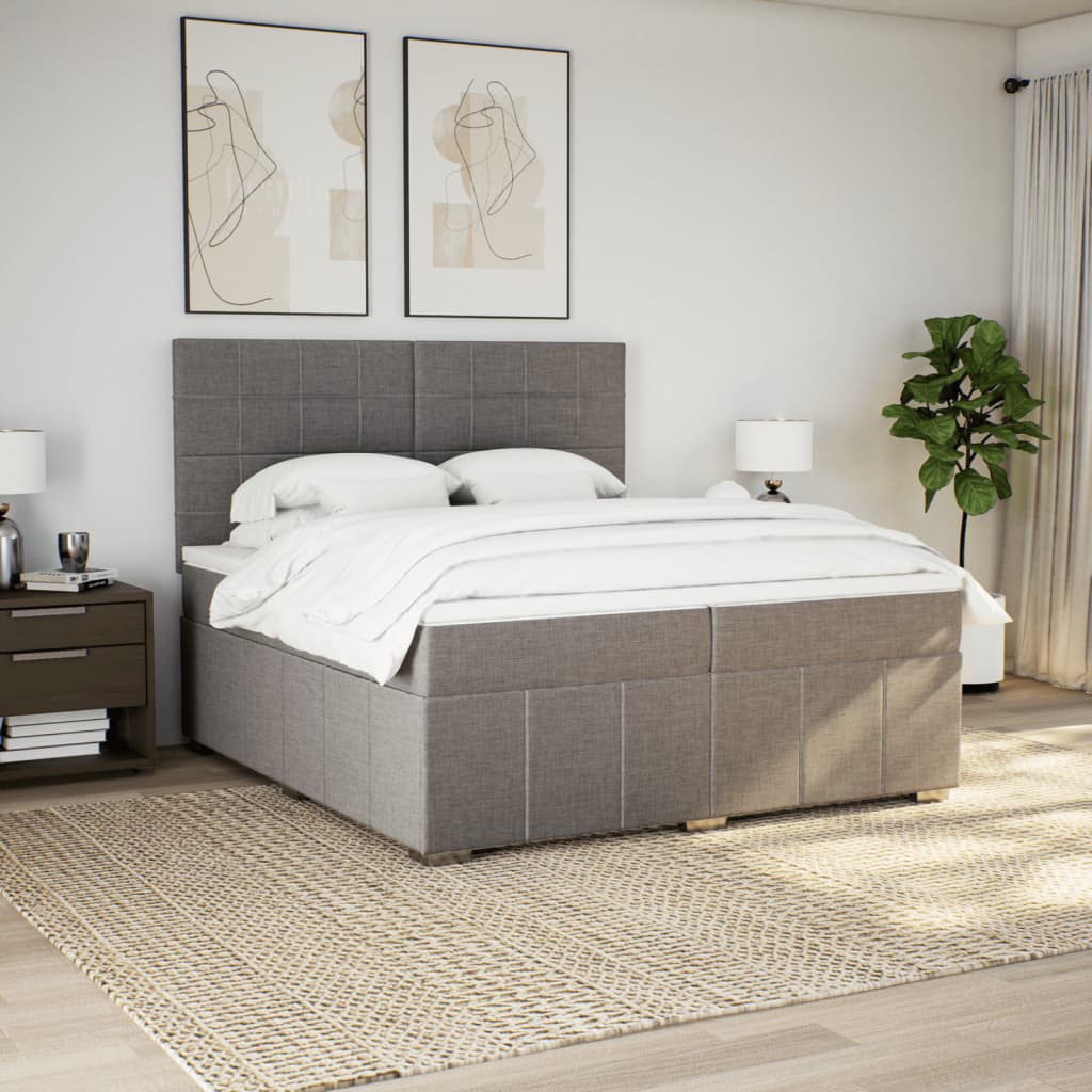 Giroletto a Molle con Materasso Tortora 200x200 cm in Tessuto | homemem39