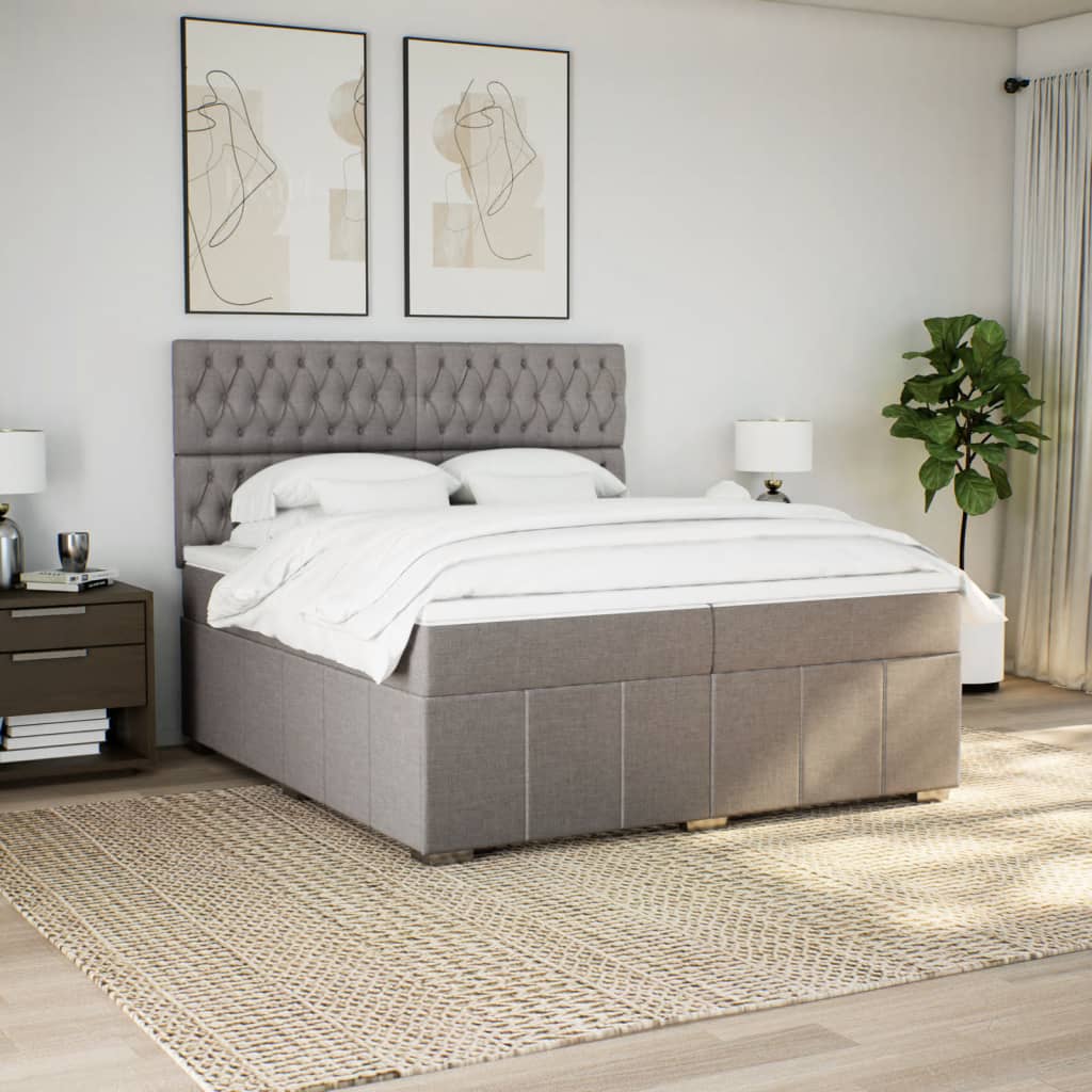 Giroletto a Molle con Materasso Tortora 200x200 cm in Tessuto | homemem39