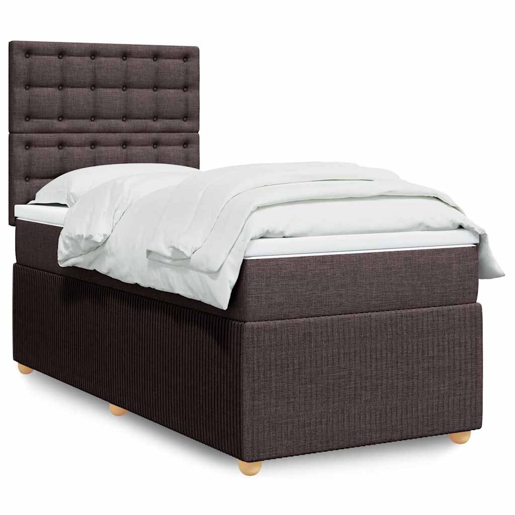Giroletto a Molle con Materasso Marrone Scuro 80x200 cm Tessuto | homemem39