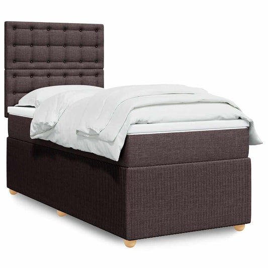 Giroletto a Molle con Materasso Marrone Scuro 90x190cm Tessuto | homemem39