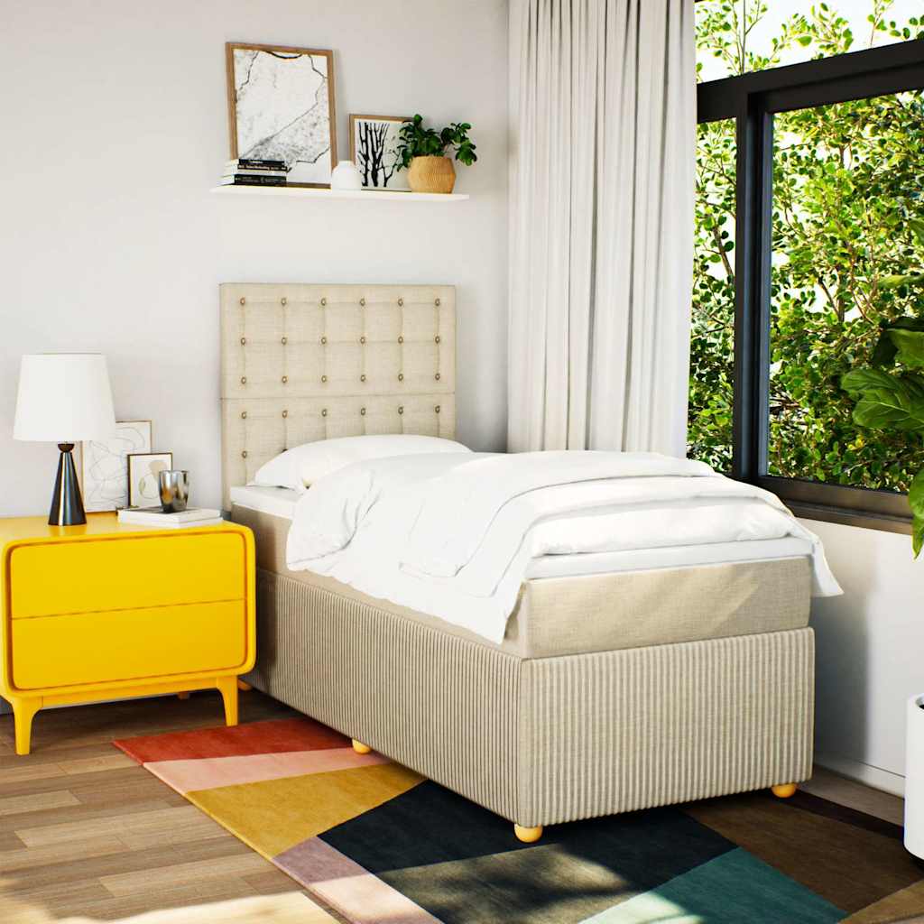 Giroletto a Molle con Materasso Crema 90x190 cm in Tessuto - homemem39