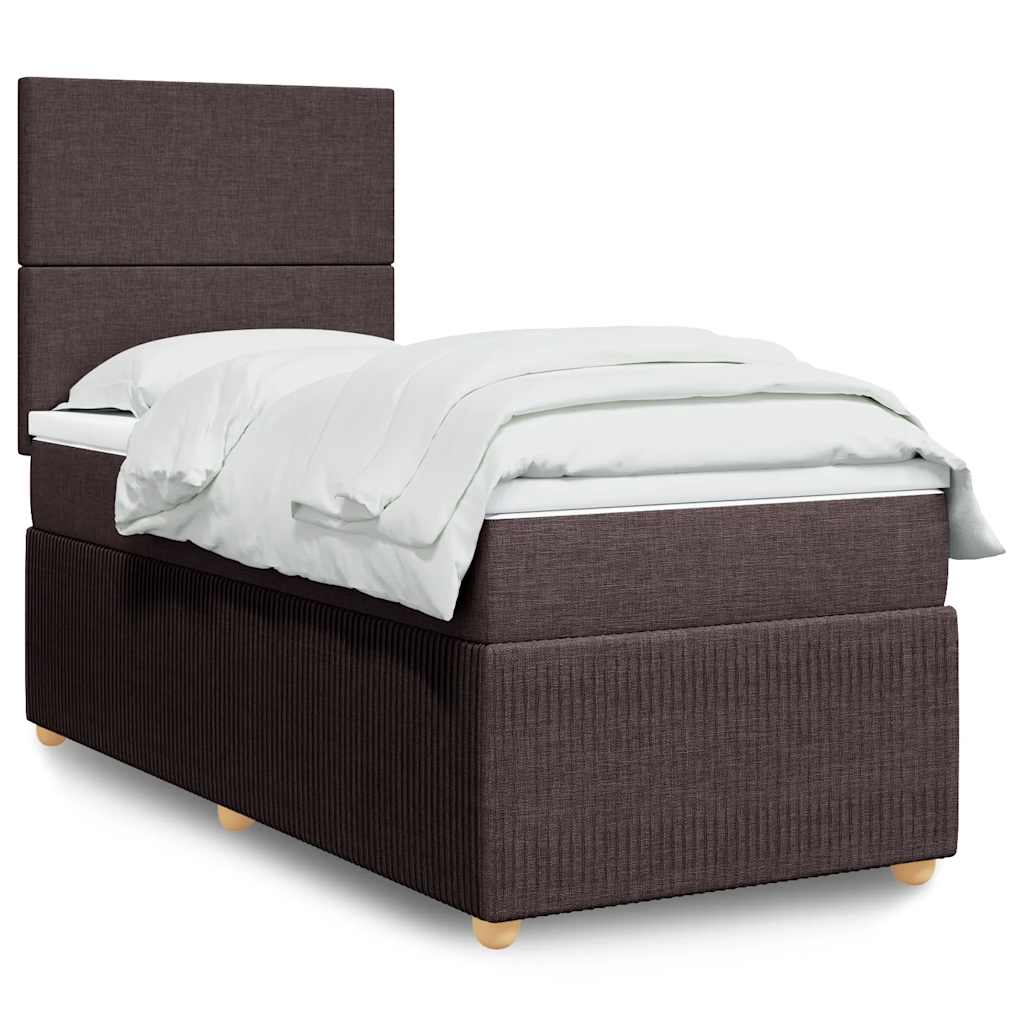 Giroletto a Molle con Materasso Marrone Scuro 100x200cm Tessuto | homemem39
