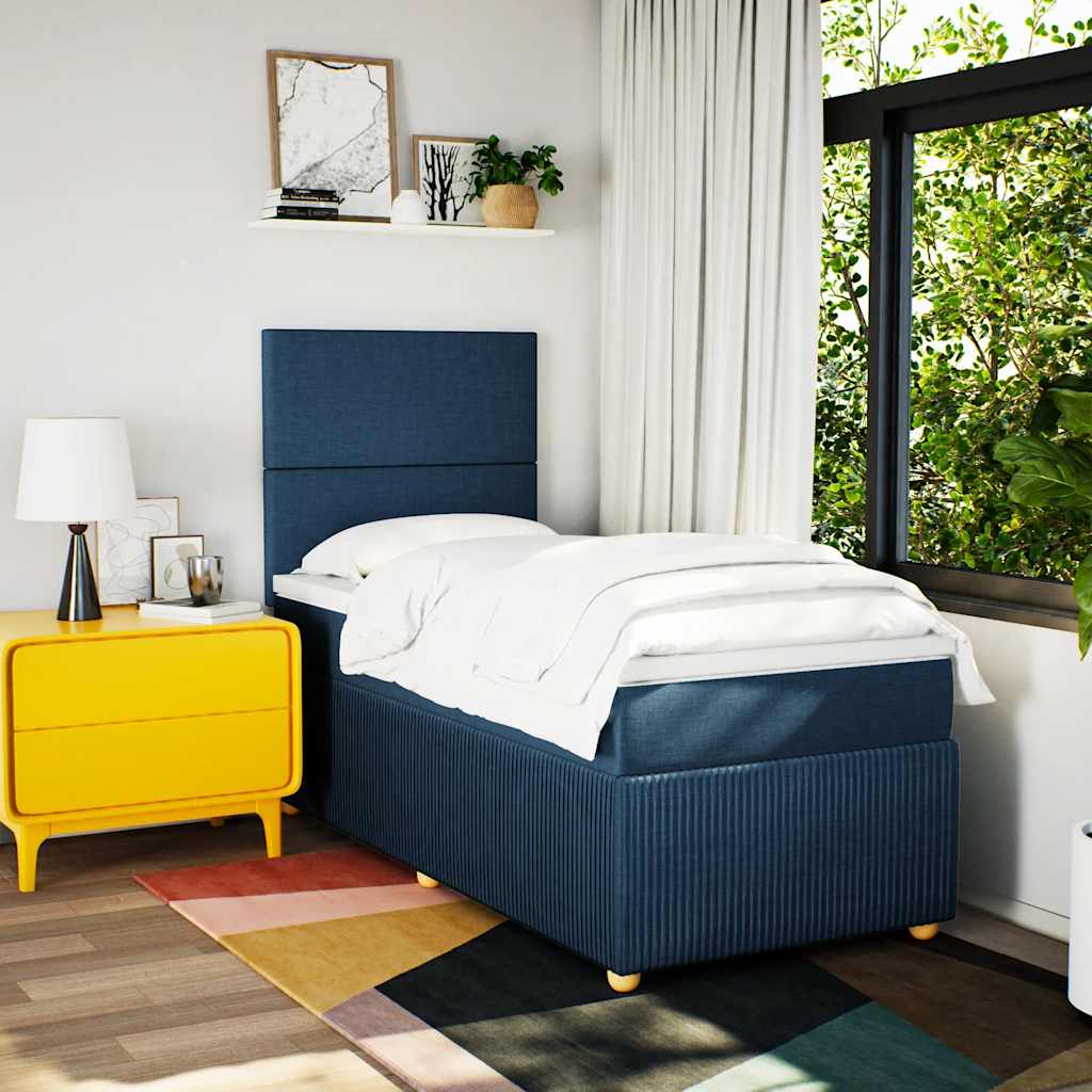 Giroletto a Molle con Materasso Blu 100x200 cm in Tessuto | homemem39