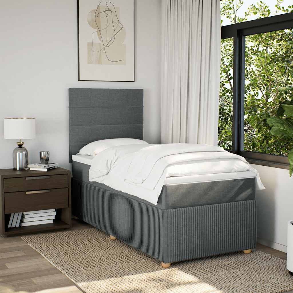 Giroletto a Molle con Materasso Grigio Scuro 100x200 cm Tessuto | homemem39