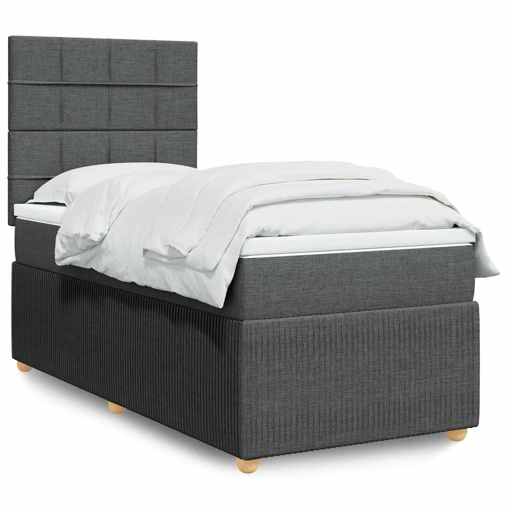 Giroletto a Molle con Materasso Grigio Scuro 100x200 cm Tessuto | homemem39