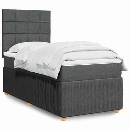 Giroletto a Molle con Materasso Grigio Scuro 100x200 cm Tessuto | homemem39