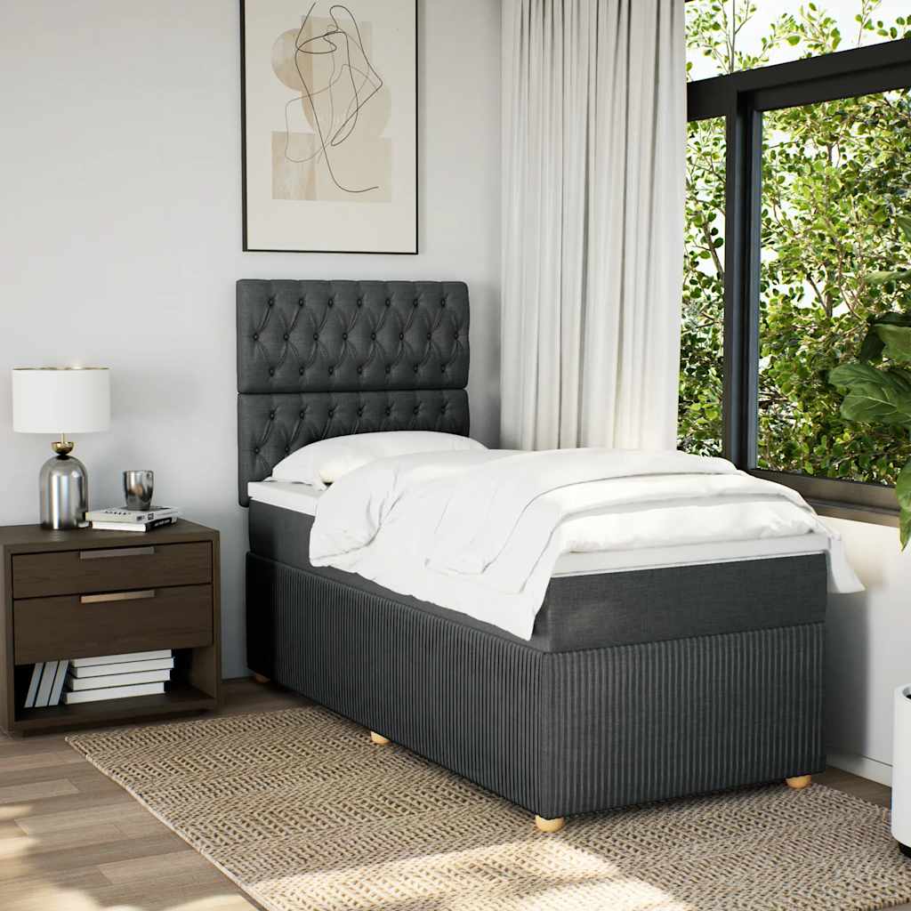 Giroletto a Molle con Materasso Grigio Scuro 100x200 cm Tessuto | homemem39
