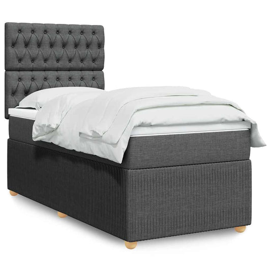 Giroletto a Molle con Materasso Grigio Scuro 100x200 cm Tessuto | homemem39