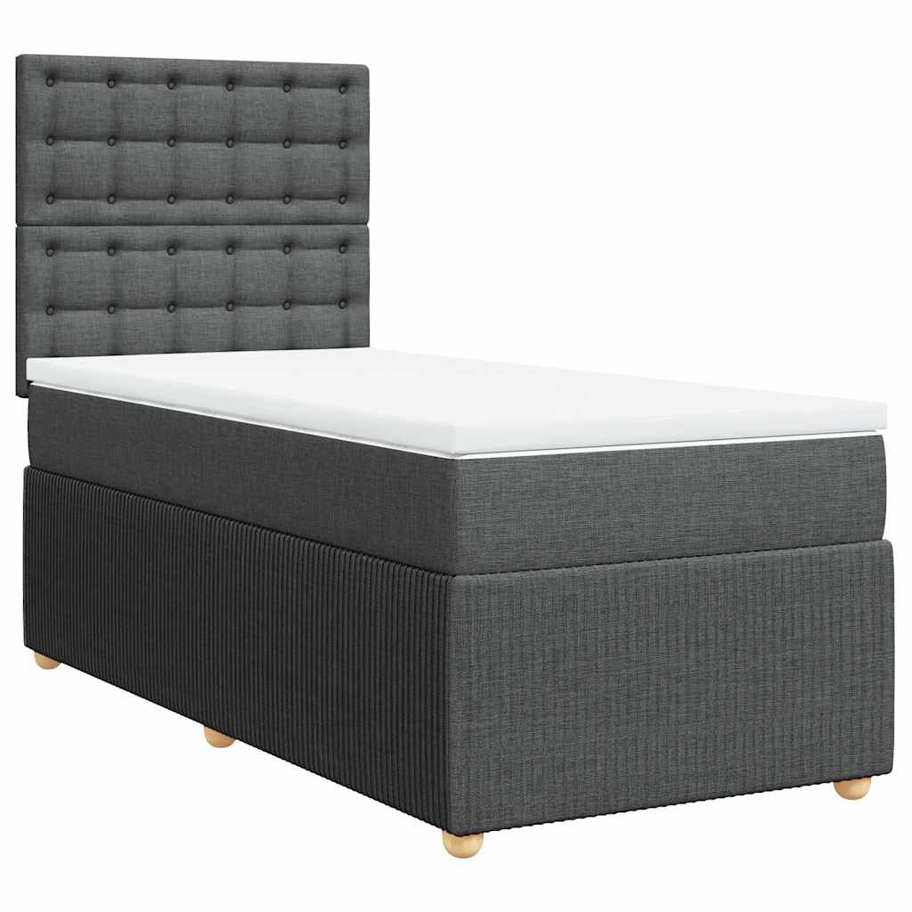Giroletto a Molle con Materasso Grigio Scuro 100x200 cm Tessuto
