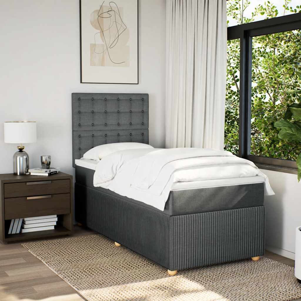 Giroletto a Molle con Materasso Grigio Scuro 100x200 cm Tessuto
