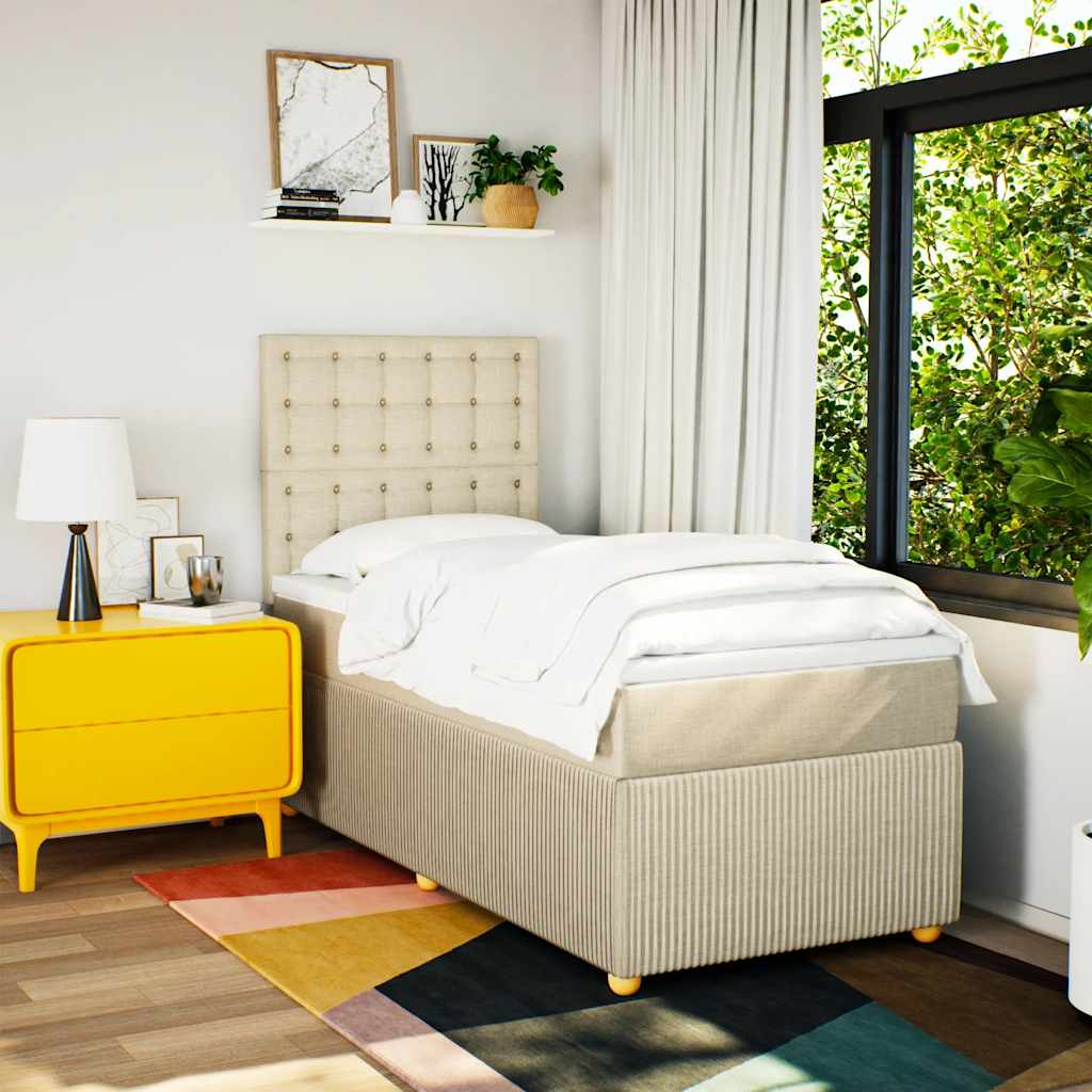 Giroletto a Molle con Materasso Crema 100x200 cm in Tessuto - homemem39