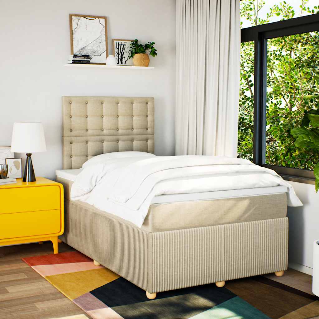 Giroletto a Molle con Materasso Crema 120x190 cm in Tessuto - homemem39