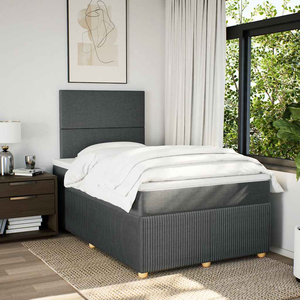 Giroletto a Molle con Materasso Grigio Scuro 120x200 cm Tessuto | homemem39