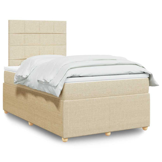 Giroletto a Molle con Materasso Crema 120x200 cm in Tessuto | homemem39