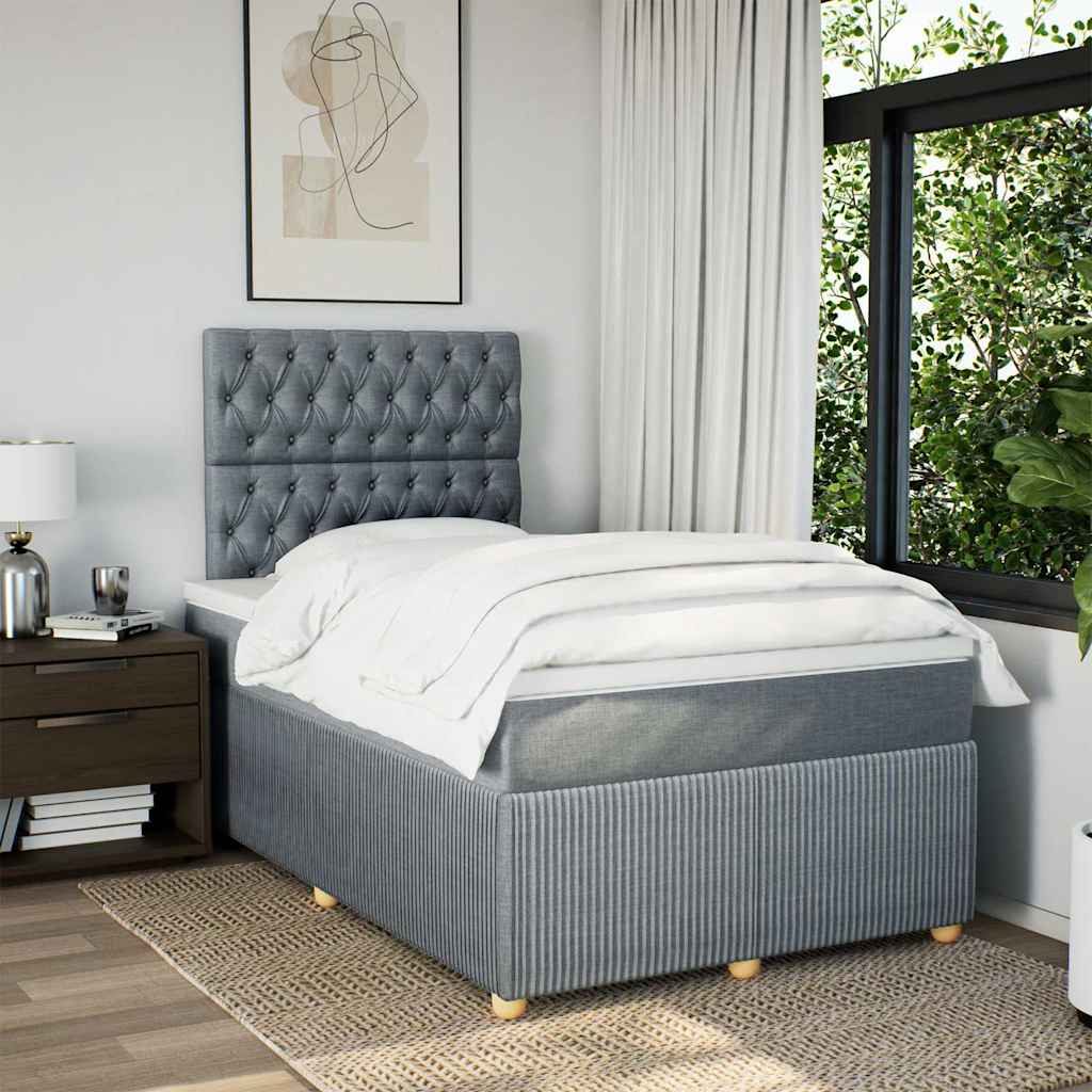Giroletto a Molle con Materasso Grigio Chiaro 120x200cm Tessuto