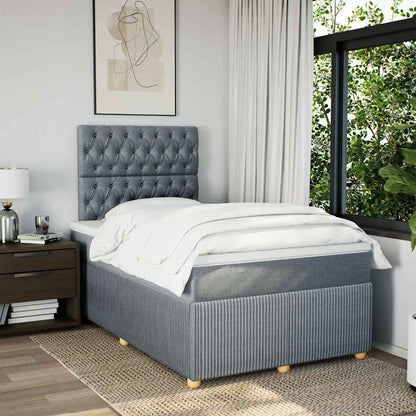Giroletto a Molle con Materasso Grigio Chiaro 120x200cm Tessuto