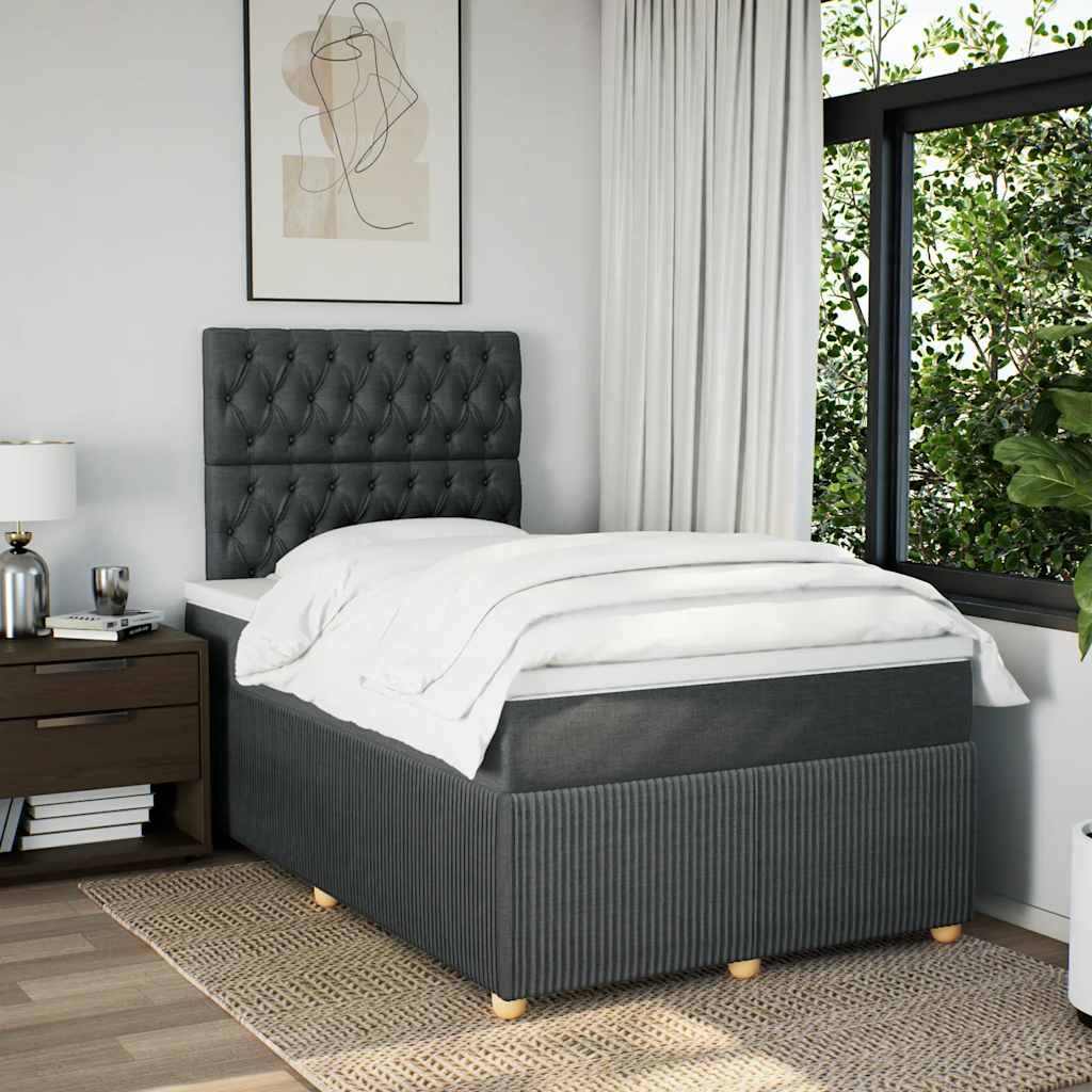 Giroletto a Molle con Materasso Grigio Scuro 120x200 cm Tessuto | homemem39