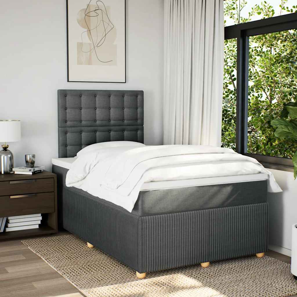 Giroletto a Molle con Materasso Grigio Scuro 120x200 cm Tessuto | homemem39