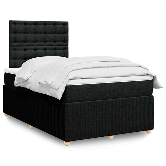Giroletto a Molle con Materasso Nero 120x200 cm in Tessuto