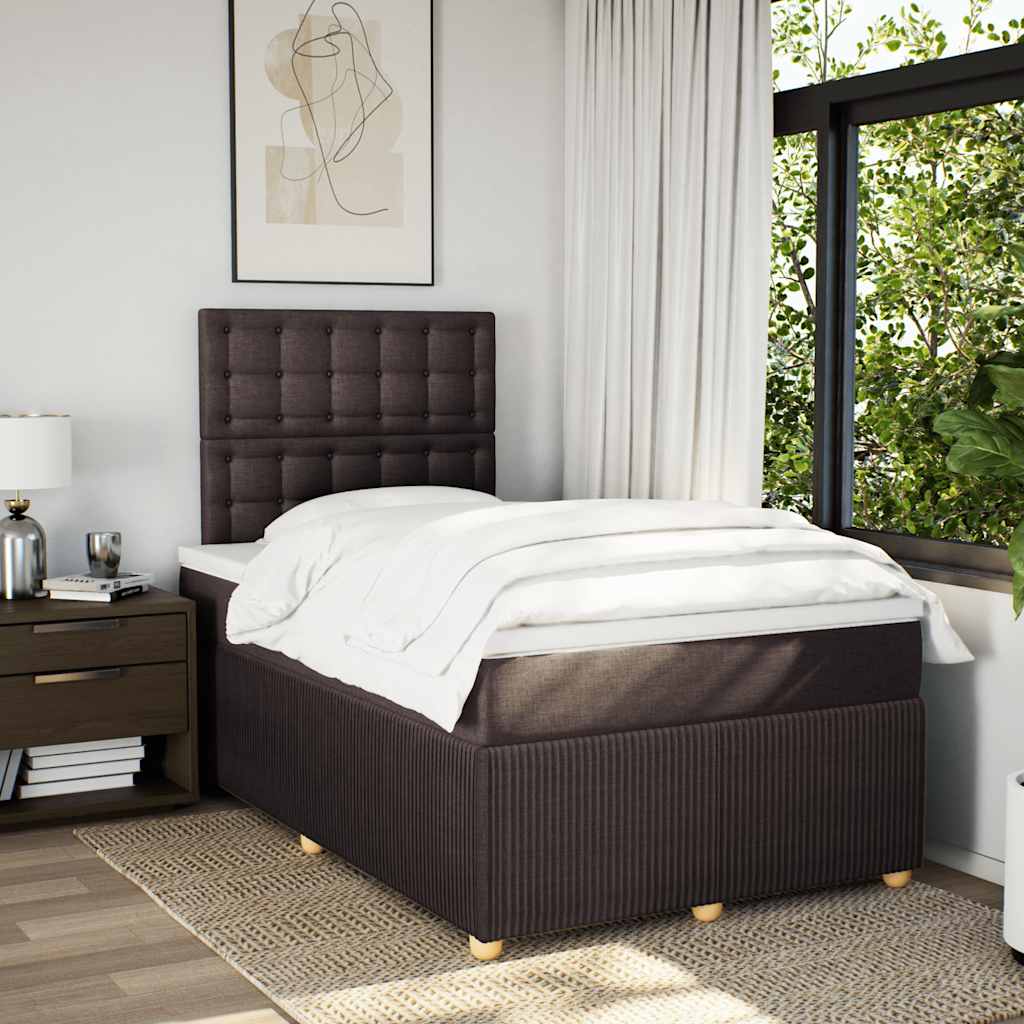 Giroletto a Molle con Materasso Marrone Scuro 120x200cm Tessuto | homemem39