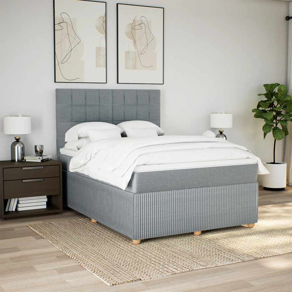 Giroletto a Molle con Materasso Grigio Chiaro 140x190cm Tessuto | homemem39