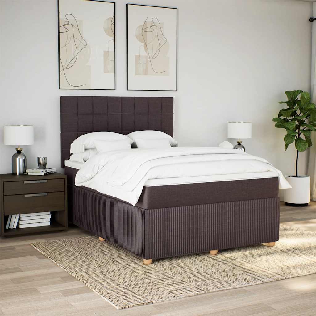 Giroletto a Molle con Materasso Marrone Scuro 140x190cm Tessuto | homemem39