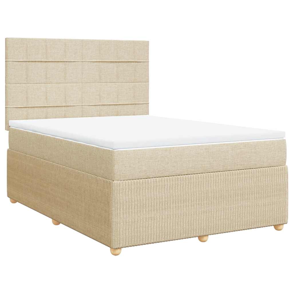 Giroletto a Molle con Materasso Crema 140x19 cm in Tessuto | homemem39
