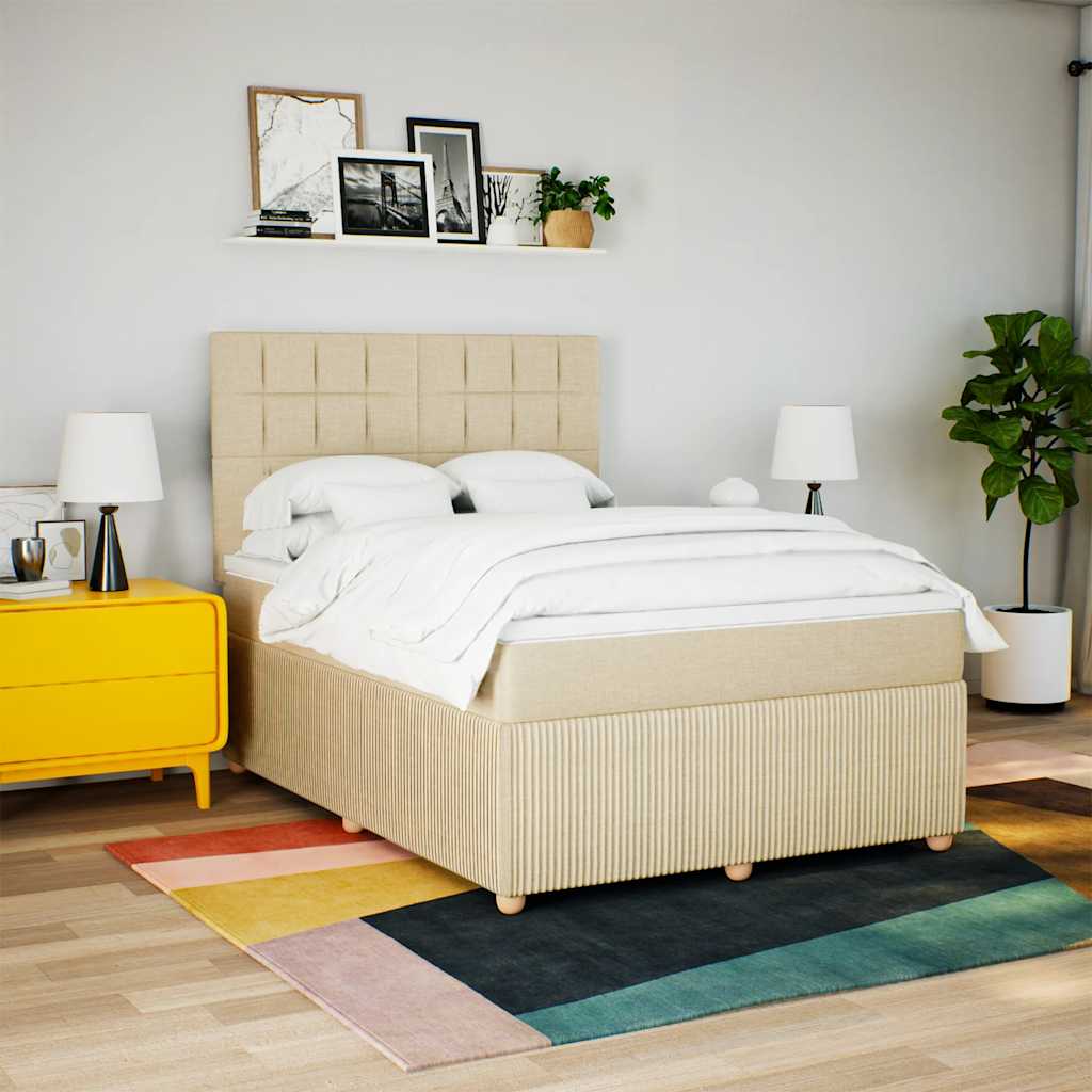 Giroletto a Molle con Materasso Crema 140x19 cm in Tessuto | homemem39