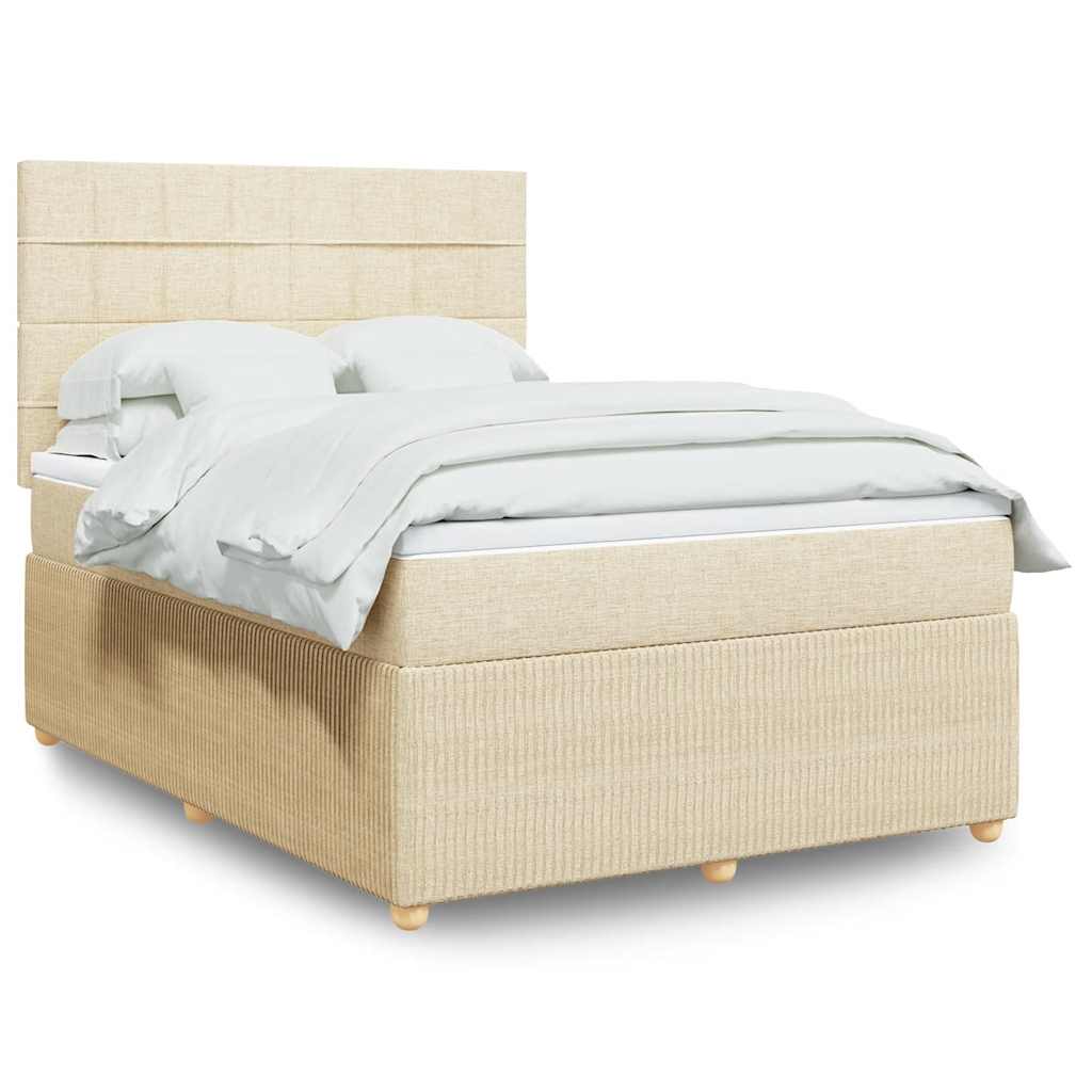 Giroletto a Molle con Materasso Crema 140x19 cm in Tessuto | homemem39