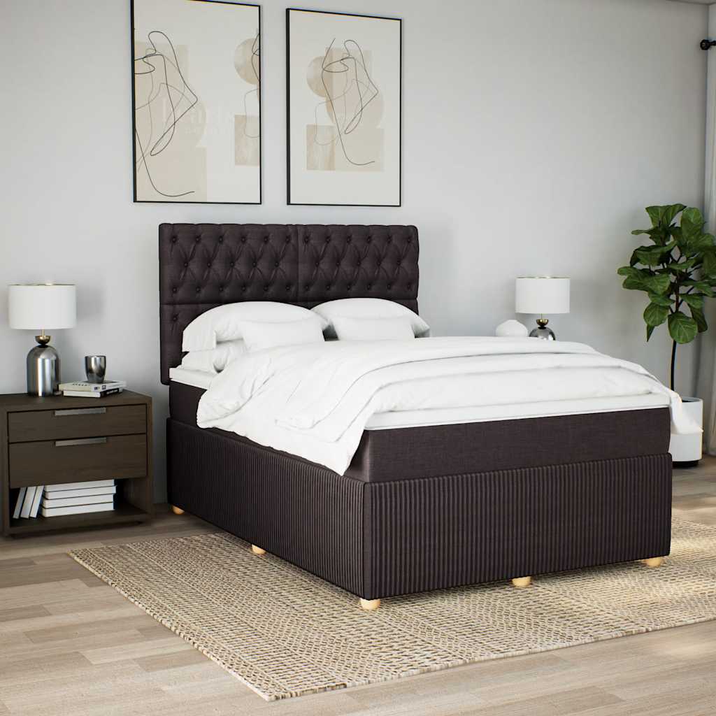 Giroletto a Molle con Materasso Marrone Scuro 140x190cm Tessuto | homemem39