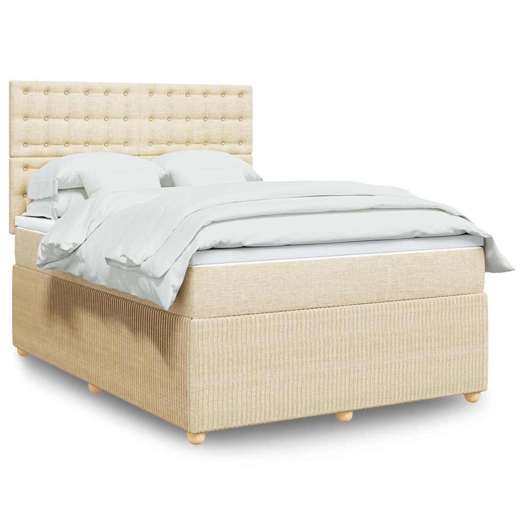 Giroletto a Molle con Materasso Crema 140x19 cm in Tessuto | homemem39