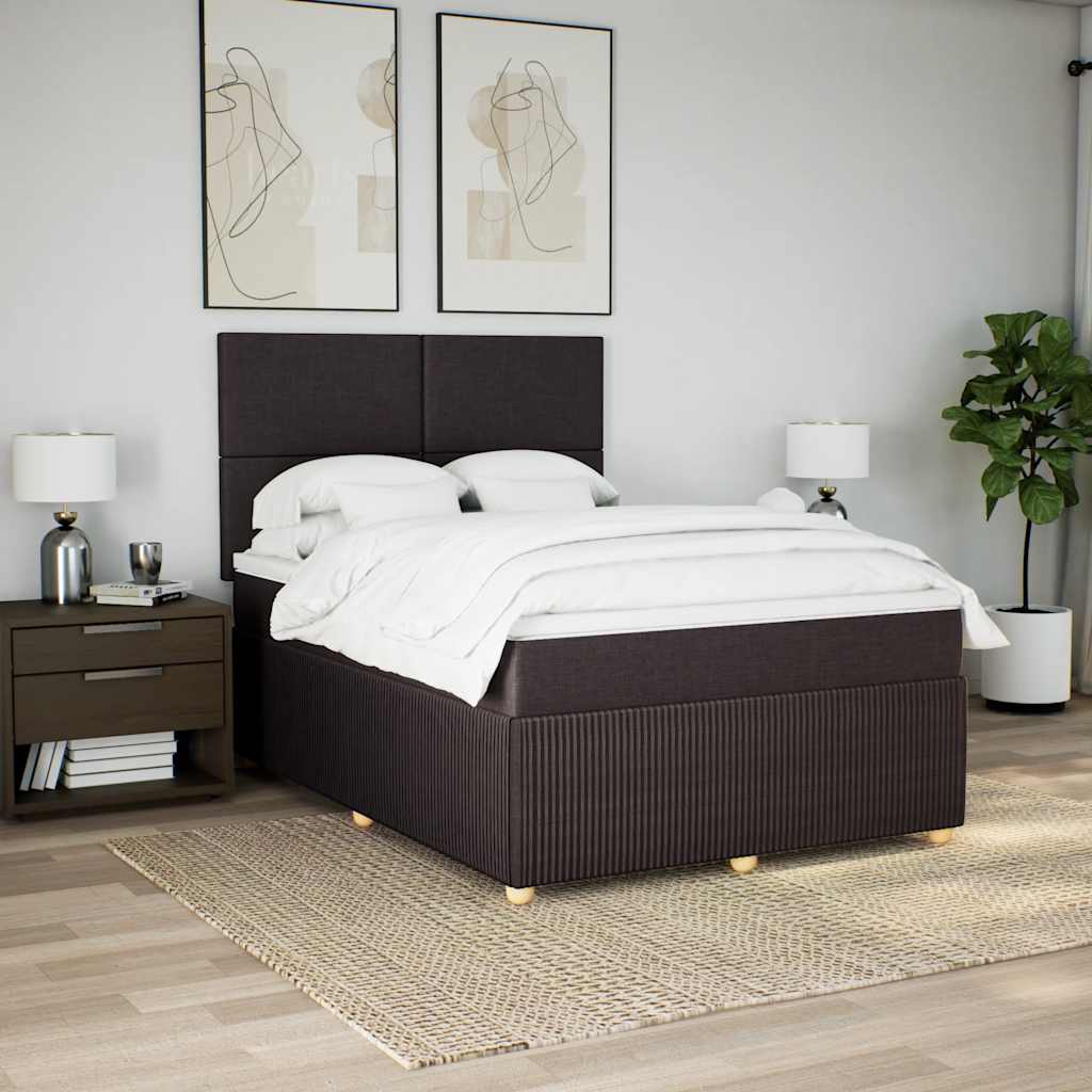 Giroletto a Molle con Materasso Marrone Scuro 140x200cm Tessuto | homemem39
