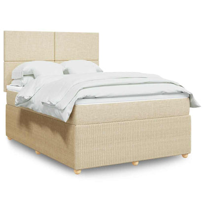 Giroletto a Molle con Materasso Crema 140x200 cm in Tessuto | homemem39