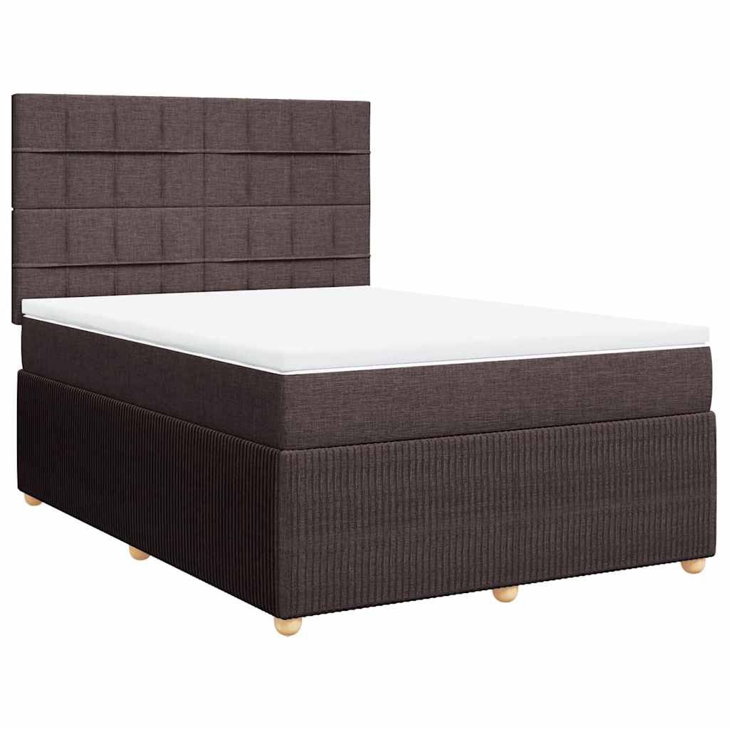 Giroletto a Molle con Materasso Marrone Scuro 140x200cm Tessuto | homemem39