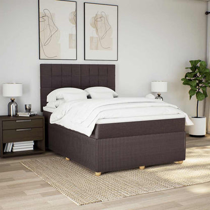 Giroletto a Molle con Materasso Marrone Scuro 140x200cm Tessuto | homemem39