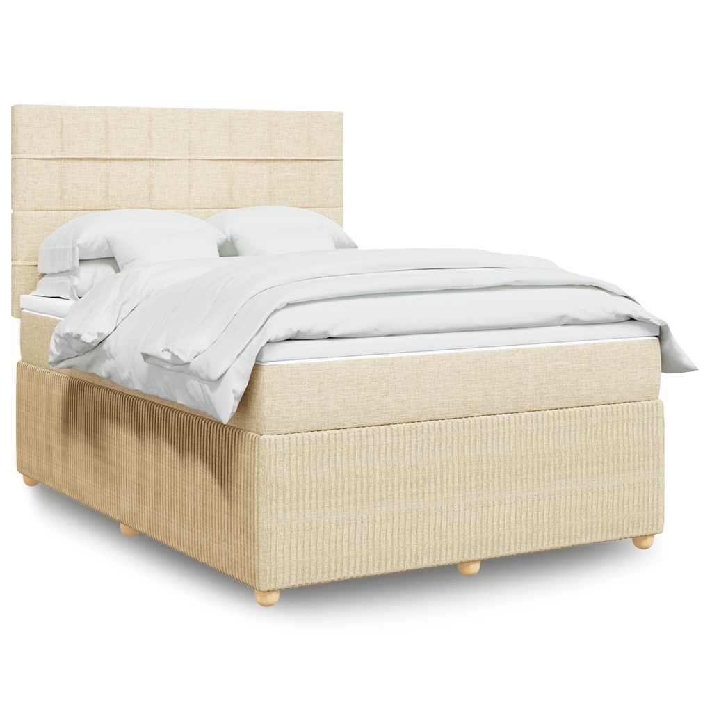Giroletto a Molle con Materasso Crema 140x200 cm in Tessuto | homemem39