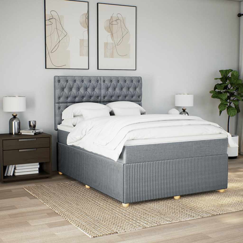 Giroletto a Molle con Materasso Grigio Chiaro 140x200cm Tessuto | homemem39