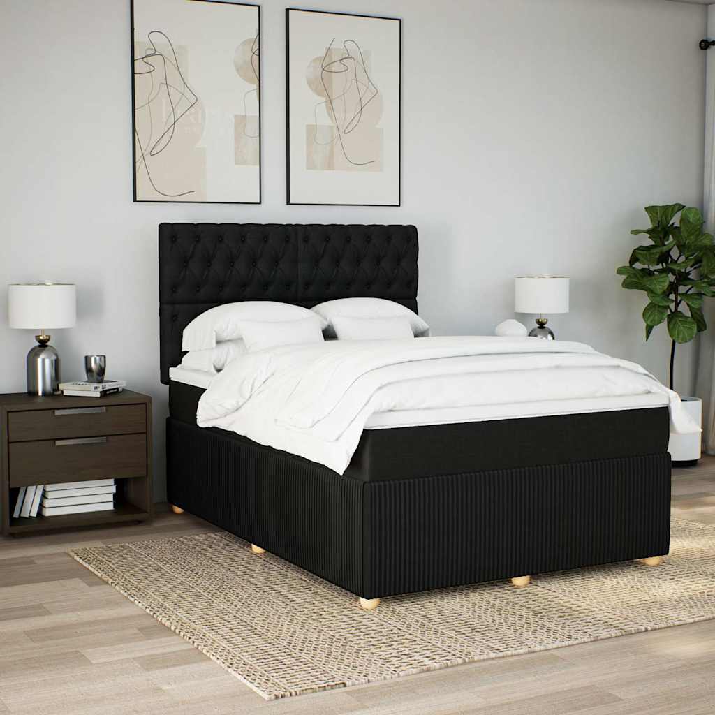 Giroletto a Molle con Materasso Nero 140x200 cm in Tessuto | homemem39