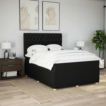 Giroletto a Molle con Materasso Nero 140x200 cm in Tessuto | homemem39
