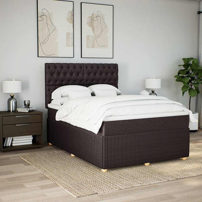 Giroletto a Molle con Materasso Marrone Scuro 140x200cm Tessuto | homemem39
