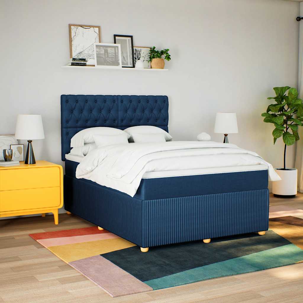 Giroletto a Molle con Materasso Blu 140x200 cm in Tessuto | homemem39