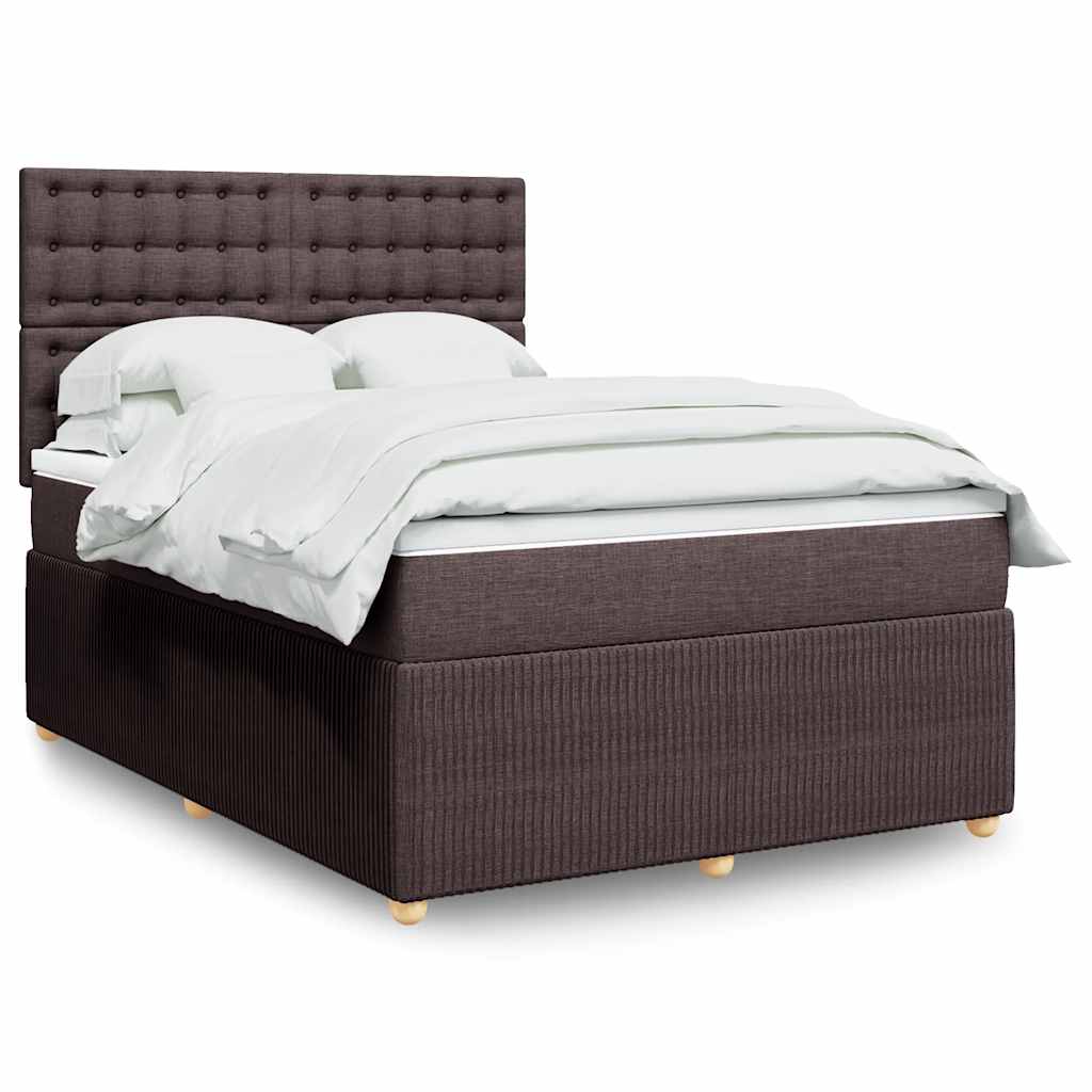 Giroletto a Molle con Materasso Marrone Scuro 140x200cm Tessuto | homemem39