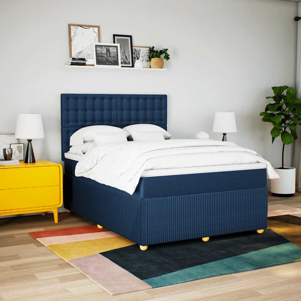 Giroletto a Molle con Materasso Blu 140x200 cm in Tessuto | homemem39