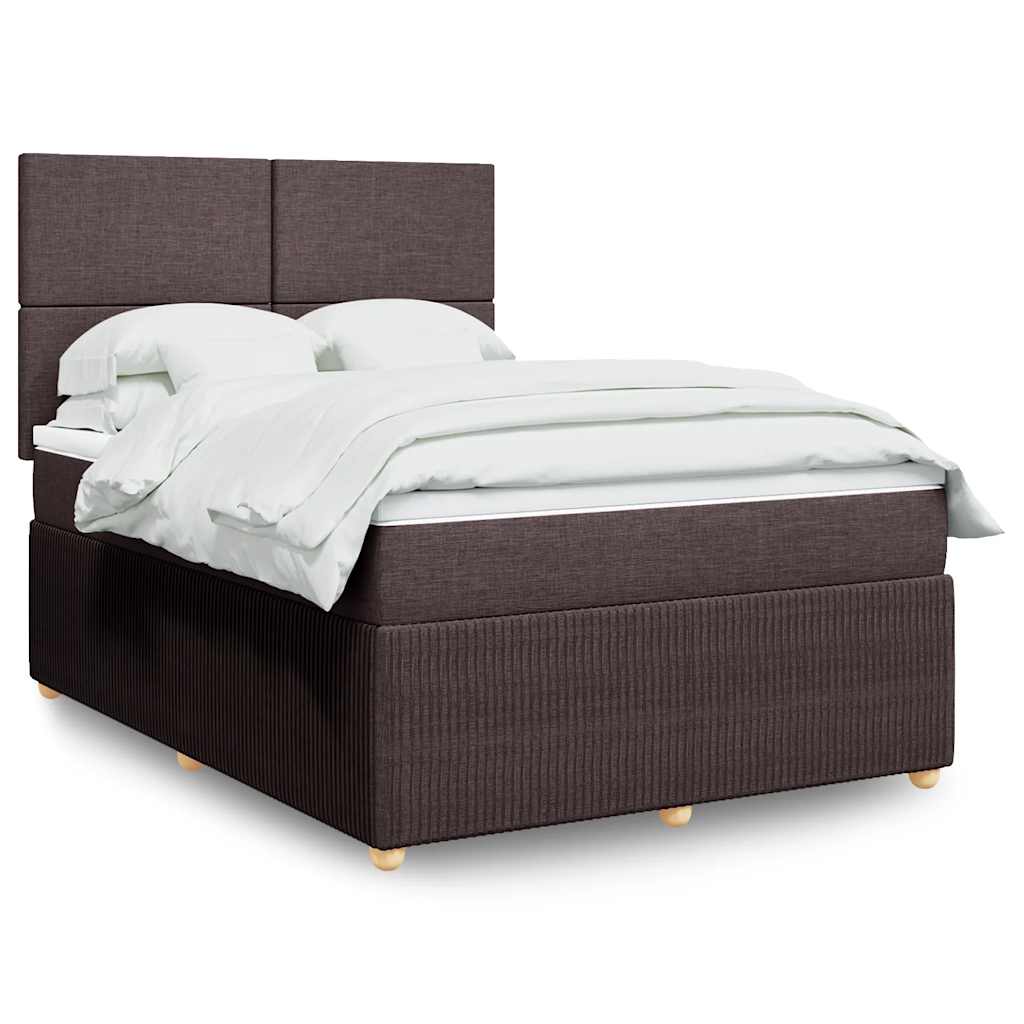 Giroletto a Molle con Materasso Marrone Scuro 160x200cm Tessuto | homemem39
